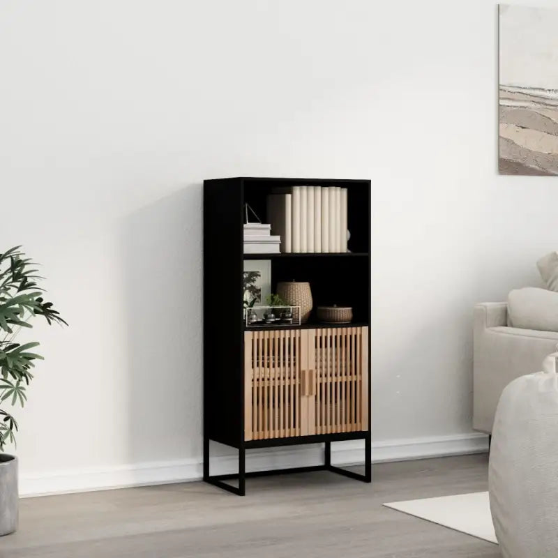 Trendy hoge kast van bewerkt hout voor je bestaande interieur - Zwart / 1 - Opbergkasten & lockerkasten