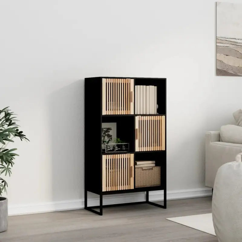 Trendy hoge kast van bewerkt hout voor je bestaande interieur - Zwart / 1 - Opbergkasten & lockerkasten