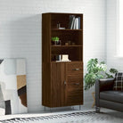 Trendy hoge kast van duurzaam bewerkt hout met charmante uitstraling - bruin eikenkleur / 1 / 1 deur 3 lades