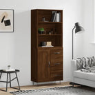 Trendy hoge kast van duurzaam bewerkt hout met charmante uitstraling - bruin eikenkleur / 1 / 1 houten deur 3 lades