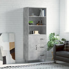 Trendy hoge kast van duurzaam bewerkt hout met charmante uitstraling - Betongrijs / 1 / 1 deur 3 lades - Dressoirs &