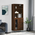 Trendy hoge kast van duurzaam bewerkt hout met charmante uitstraling - bruin eikenkleur / 1 / 1 glazen deur 3 lades