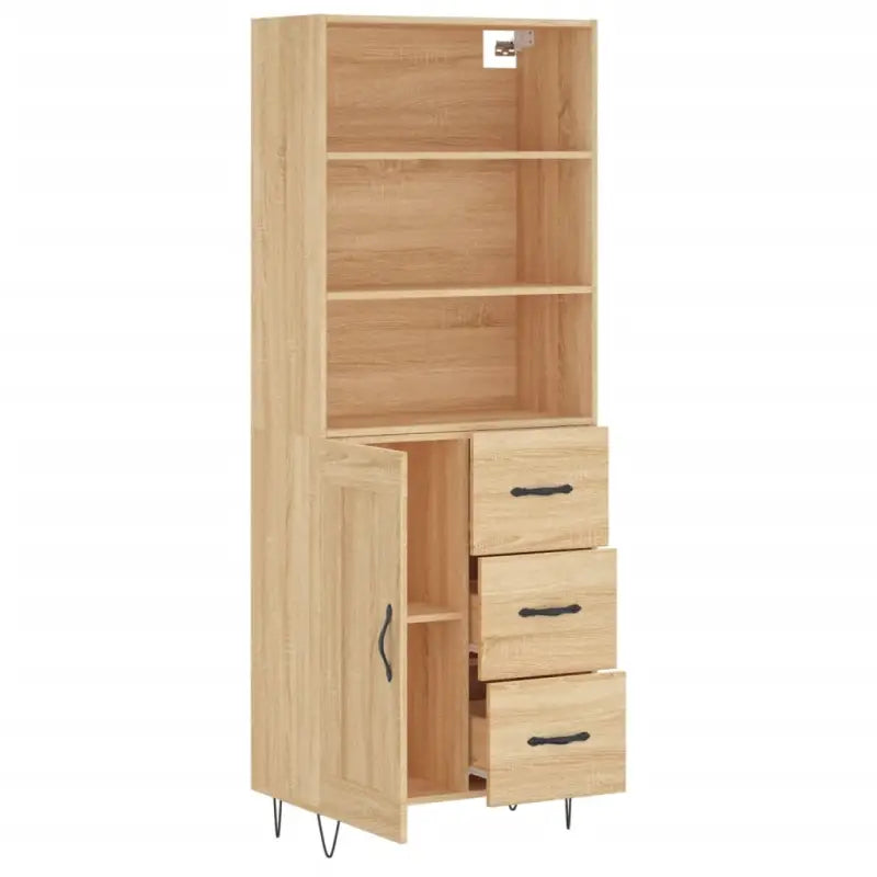 Trendy hoge kast van duurzaam bewerkt hout met charmante uitstraling - Dressoirs & buffetkasten