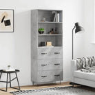 Trendy hoge kast van duurzaam bewerkt hout met charmante uitstraling - Betongrijs / 1 / 3 lades - Dressoirs &