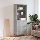 Trendy hoge kast van duurzaam bewerkt hout voor een uniek interieur - Grijs sonoma / 1 / 1 deur 3 lades - Dressoirs &