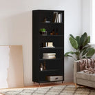 Trendy hoge kast van duurzaam bewerkt hout voor een uniek interieur - Zwart / 1 / 3 schappen - Dressoirs & buffetkasten