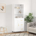 Trendy hoge kast van duurzaam bewerkt hout voor een uniek interieur - Wit / 1 / 1 houten deur 3 lades - Dressoirs &