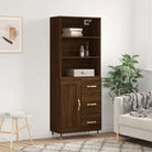 Trendy hoge kast van duurzaam bewerkt hout voor een uniek interieur - bruin eikenkleur / 1 / 1 houten deur 3 lades