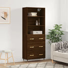 Trendy hoge kast van duurzaam bewerkt hout voor een uniek interieur - bruin eikenkleur / 1 / 3 lades - Dressoirs &