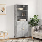 Trendy hoge kast van duurzaam bewerkt hout voor een uniek interieur - Betongrijs / 1 / 2 deuren - Dressoirs &