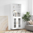 Trendy hoge kast van duurzaam bewerkt hout voor een uniek interieur - Wit / 1 / 2 glazen deuren - Dressoirs &