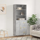 Trendy hoge kast van duurzaam bewerkt hout voor een uniek interieur - Betongrijs / 1 / 1 houten deur 3 lades