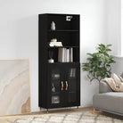 Trendy hoge kast van duurzaam bewerkt hout voor een uniek interieur - Zwart / 1 / 2 glazen deuren - Dressoirs &