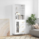 Trendy hoge kast van duurzaam bewerkt hout voor een uniek interieur - Wit / 1 / 1 glazen deur 3 lades - Dressoirs &