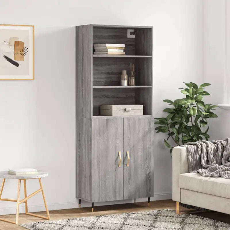 Trendy hoge kast van duurzaam bewerkt hout voor een uniek interieur - Grijs sonoma / 1 / 2 deuren - Dressoirs &