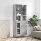 Trendy hoge kast van duurzaam bewerkt hout voor een uniek interieur - Grijs sonoma / 1 / 1 glazen deur 3 lades