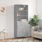 Trendy hoge kast van duurzaam bewerkt hout voor een uniek interieur - Betongrijs / 1 / 2 deuren 2 lades - Dressoirs &