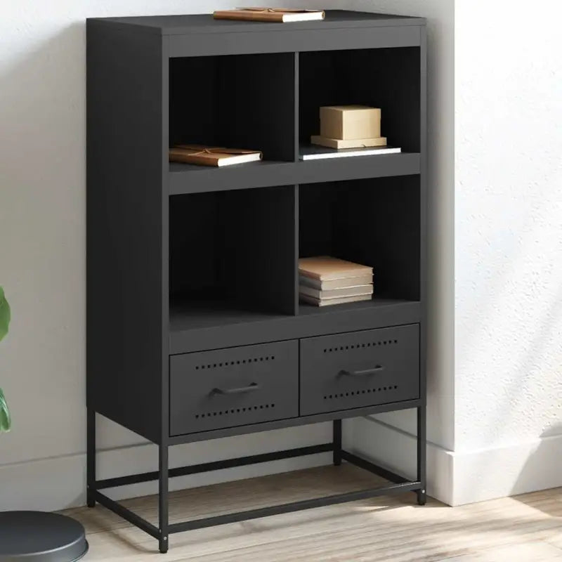 Trendy hoge kast van duurzaam staal voor een elegante interieurstijl - Zwart / 1 - Dressoirs & buffetkasten