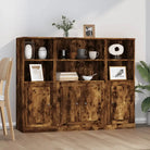 Trendy hoge kasten van bewerkt hout met duurzame charme - Gerookt eiken / 3 - Dressoirs & buffetkasten