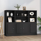 Trendy hoge kasten van bewerkt hout met duurzame charme - Zwart / 3 - Dressoirs & buffetkasten