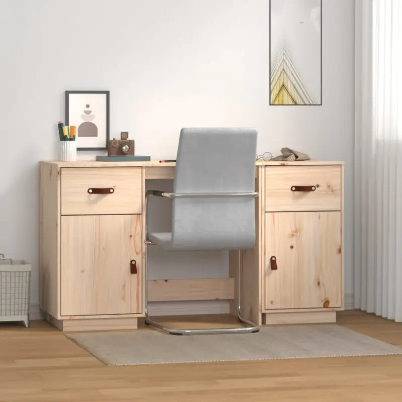 Trendy houten bureau van massief grenenhout voor je woonruimte - Naturel - Bureaus