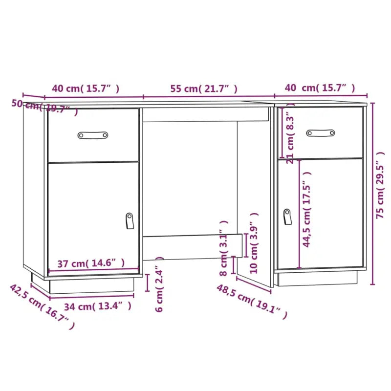 Trendy houten bureau van massief grenenhout voor je woonruimte - Bureaus