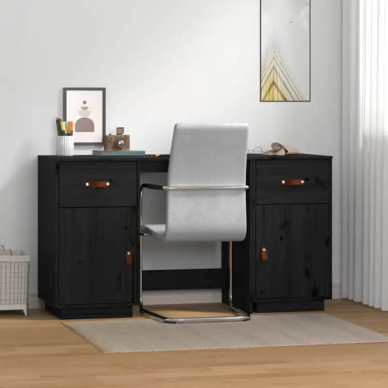 Trendy houten bureau van massief grenenhout voor je woonruimte - Zwart - Bureaus