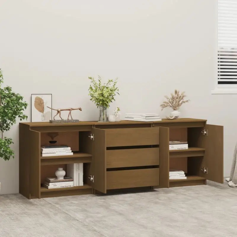 Trendy houten opbergkast van massief grenenhout voor compacte ruimtes - Honingbruin / 1 - Opbergkasten & lockerkasten