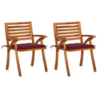 Trendy houten tuinstoelen set van massief acaciahout met sets touwtjes - Wijnrood / 2 - Tuinstoelen