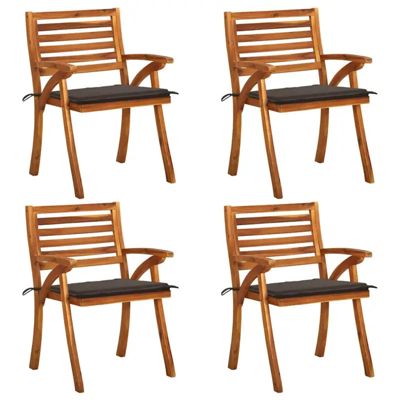Trendy houten tuinstoelen set van massief acaciahout met sets touwtjes - Taupe / 4 - Tuinstoelen