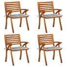 Trendy houten tuinstoelen set van massief acaciahout met sets touwtjes - Grijs ruitpatroon / 4 - Tuinstoelen