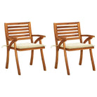 Trendy houten tuinstoelen set van massief acaciahout met sets touwtjes - Crème / 2 - Tuinstoelen