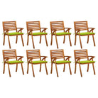 Trendy houten tuinstoelen set van massief acaciahout met sets touwtjes - Heldergroen / 8 - Tuinstoelen