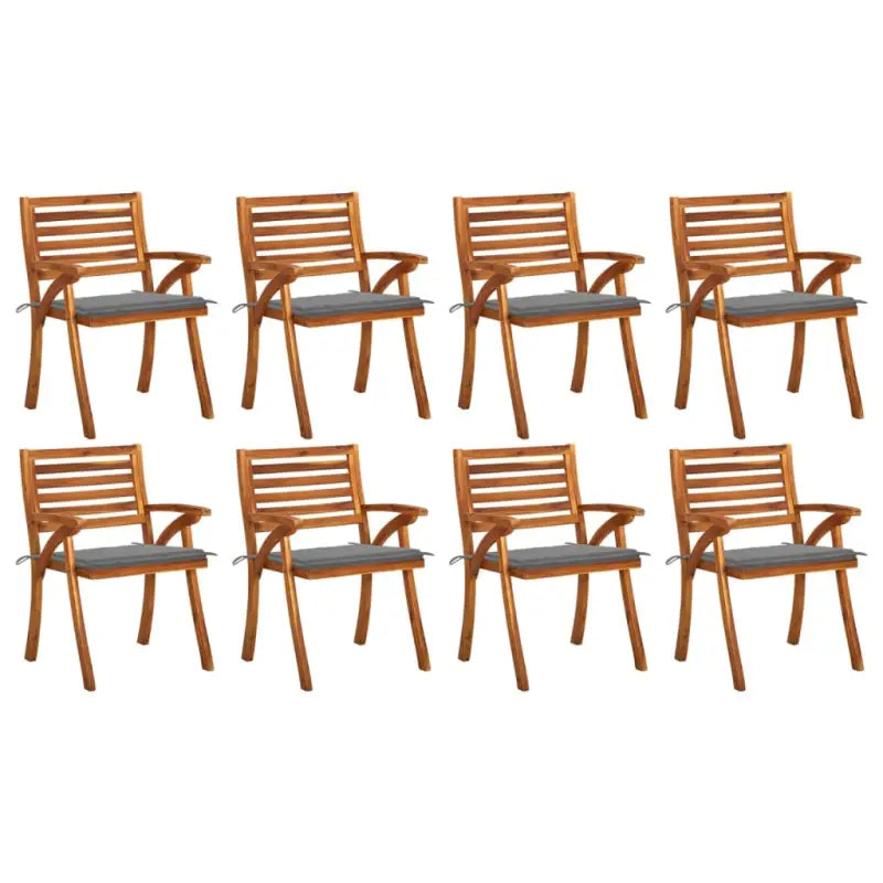 Trendy houten tuinstoelen set van massief acaciahout met sets touwtjes - Grijs / 8 - Tuinstoelen