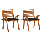 Trendy houten tuinstoelen set van massief acaciahout met sets touwtjes - Zwart / 2 - Tuinstoelen
