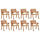 Trendy houten tuinstoelen set van massief acaciahout met sets touwtjes - Crème / 8 - Tuinstoelen
