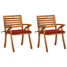 Trendy houten tuinstoelen set van massief acaciahout met sets touwtjes - Rood / 2 - Tuinstoelen