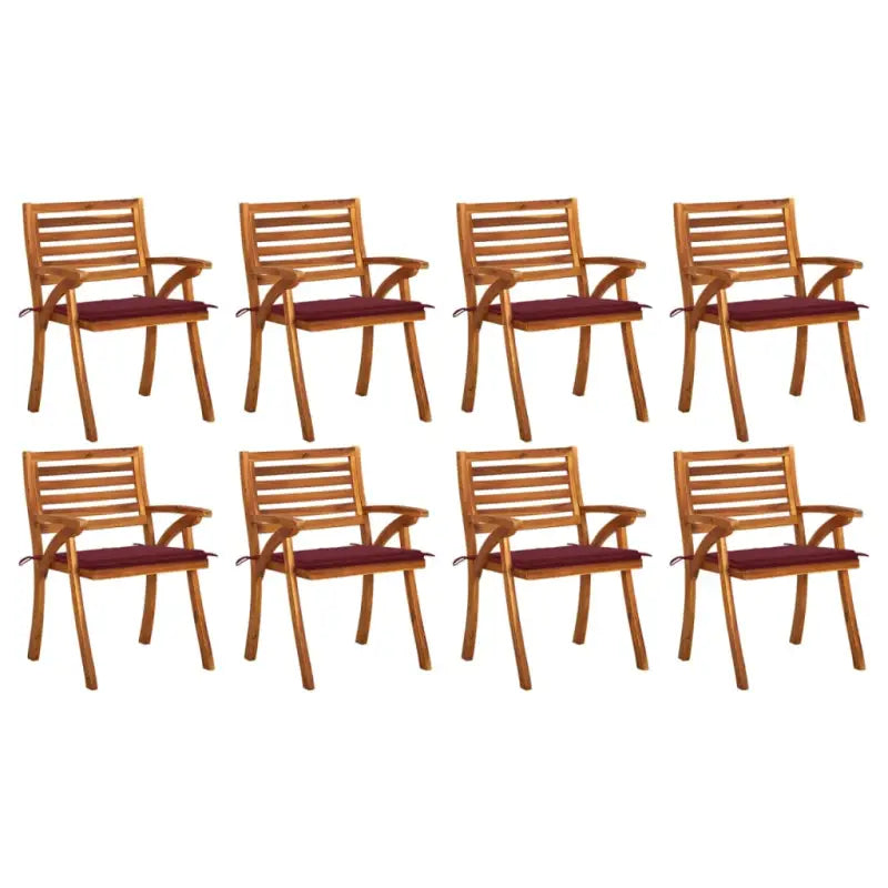 Trendy houten tuinstoelen set van massief acaciahout met sets touwtjes - Wijnrood / 8 - Tuinstoelen