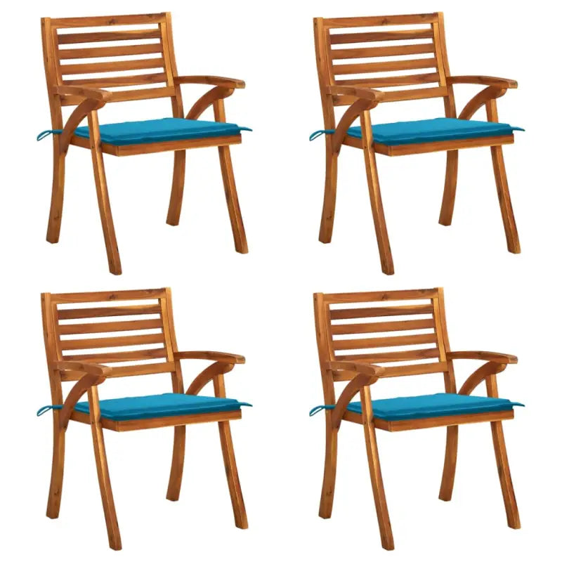 Trendy houten tuinstoelen set van massief acaciahout met sets touwtjes - Blauw / 4 - Tuinstoelen