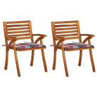 Trendy houten tuinstoelen set van massief acaciahout met sets touwtjes - Rood ruitpatroon / 2 - Tuinstoelen