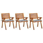 Trendy houten tuinstoelen set van massief acaciahout met sets touwtjes - Grijs ruitpatroon / 3 - Tuinstoelen