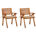 Trendy houten tuinstoelen set van massief acaciahout met sets touwtjes - Beige / 2 - Tuinstoelen