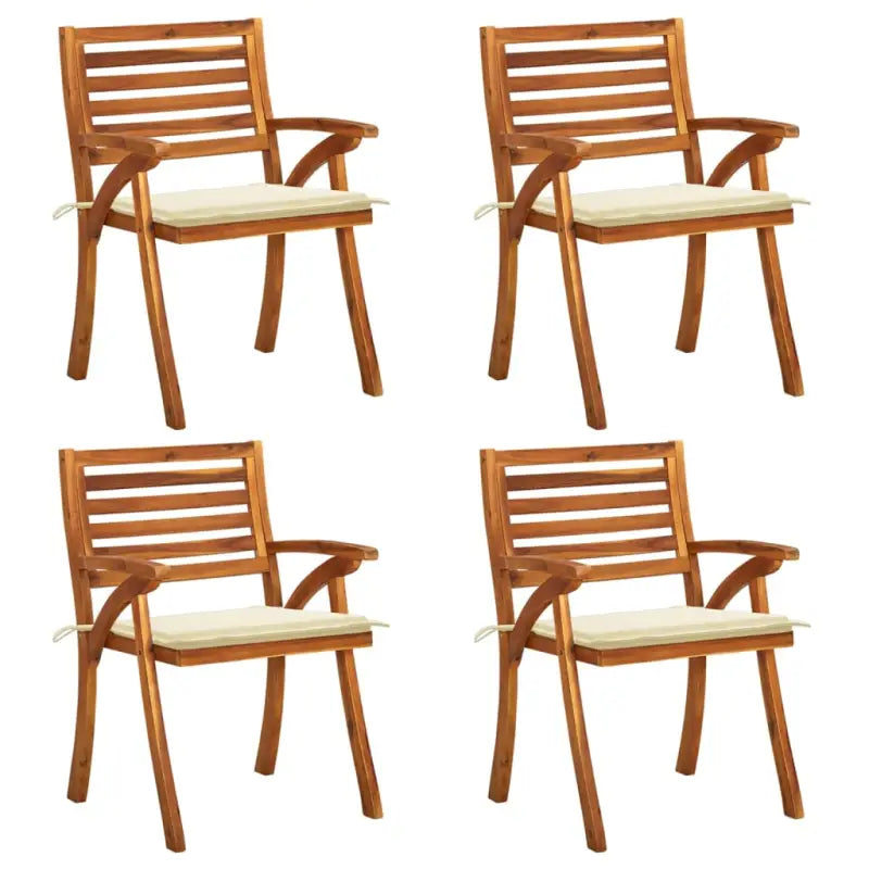 Trendy houten tuinstoelen set van massief acaciahout met sets touwtjes - Crème / 4 - Tuinstoelen