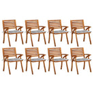 Trendy houten tuinstoelen set van massief acaciahout met sets touwtjes - Grijs ruitpatroon / 8 - Tuinstoelen