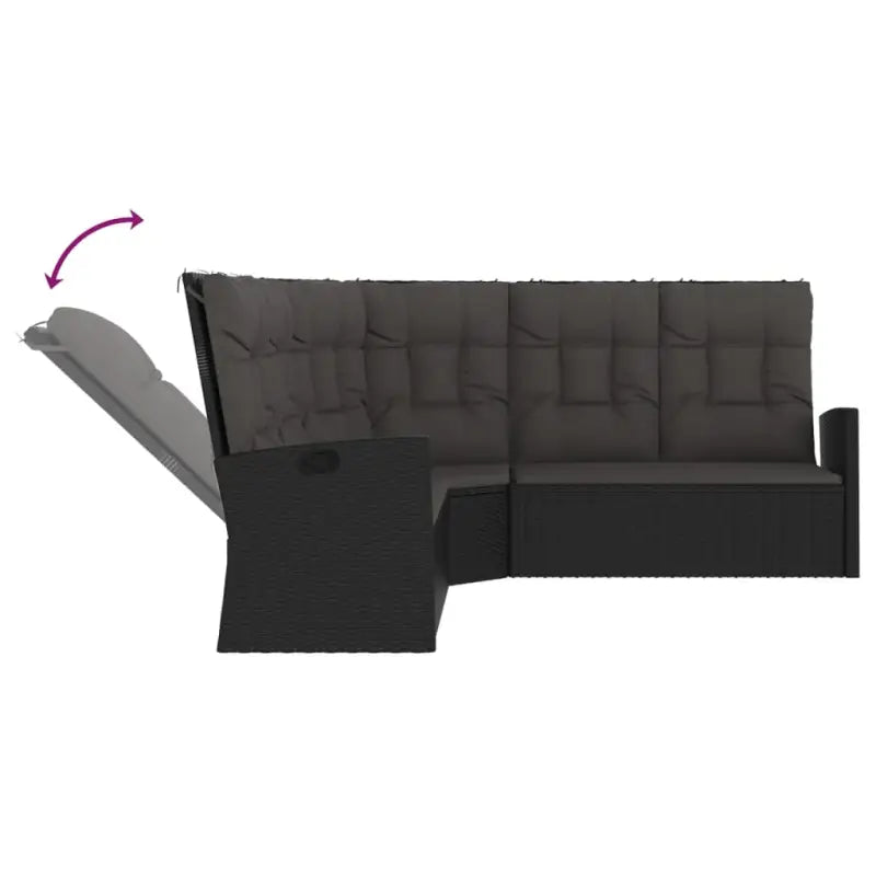 Trendy loungeset van massief acaciahout en poly rattan in zwart materiaal - Zwart - Tuinsets