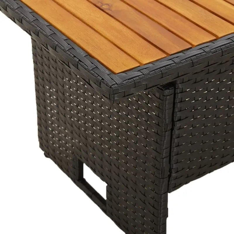 Trendy loungeset van massief acaciahout en poly rattan in zwart materiaal - Zwart - Tuinsets