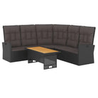Trendy loungeset van massief acaciahout en poly rattan in zwart materiaal - Zwart - Tuinsets