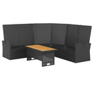 Trendy loungeset van massief acaciahout en poly rattan in zwart materiaal - Zwart - Tuinsets