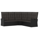 Trendy loungeset van massief acaciahout en poly rattan in zwart materiaal - Zwart - Tuinsets