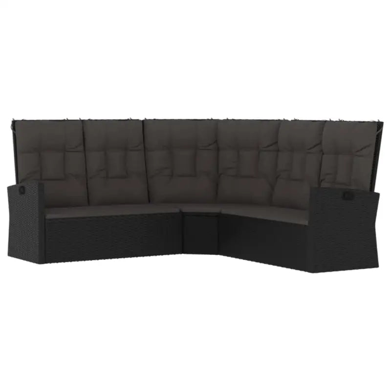 Trendy loungeset van massief acaciahout en poly rattan in zwart materiaal - Zwart - Tuinsets
